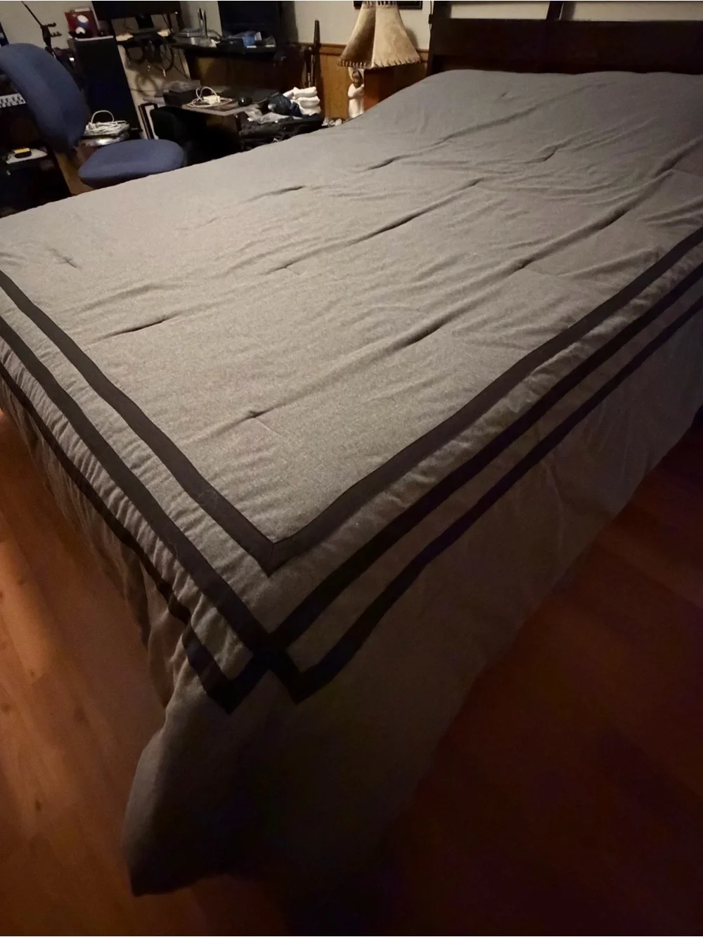 Like New Grey Queen Comforter with Black Stripes from Target